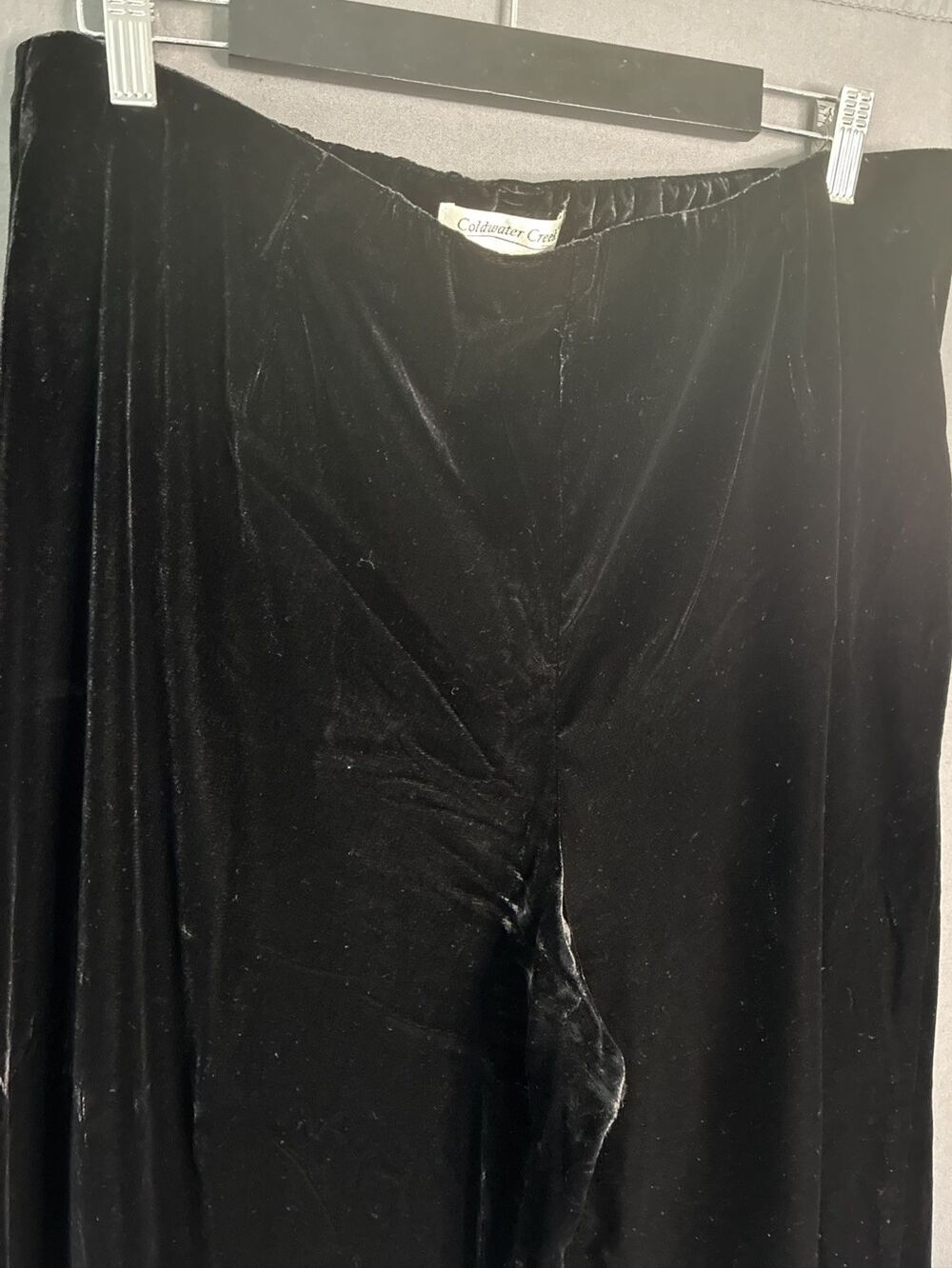 Vtg Coldwater Creek Wide Leg Velvet Pants 16P Black Side-Zip Victorian Holiday - Picture 3 of 16